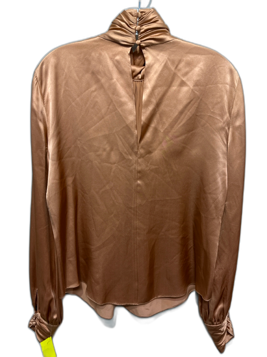 Cinq a Sept Size M Orange Silk Long Sleeve Turtleneck Button Cuff Top Orange / M