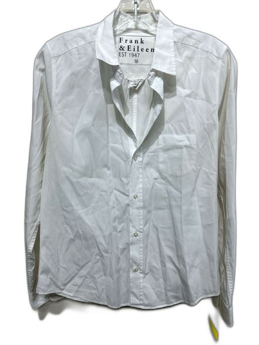Frank & Eileen Size M White Cotton Long Sleeve Collar Button Down One Pocket Top White / M