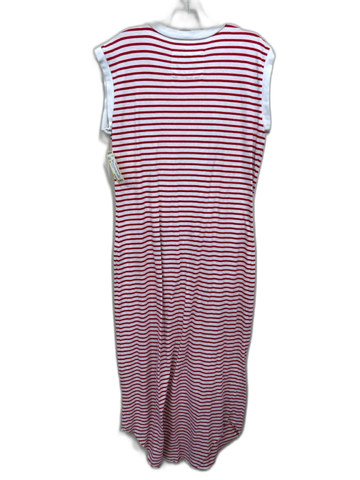 Frank & Eileen Size M White & Red Cotton Striped Sleeveless Crew Neck Dress White & Red / M