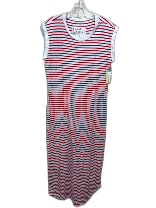 Frank & Eileen Size M White & Red Cotton Striped Sleeveless Crew Neck Dress White & Red / M