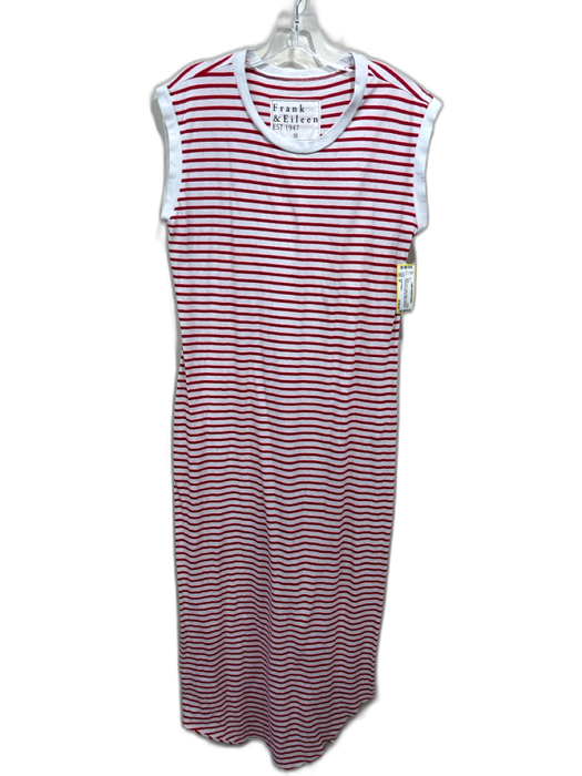 Frank & Eileen Size M White & Red Cotton Striped Sleeveless Crew Neck Dress White & Red / M