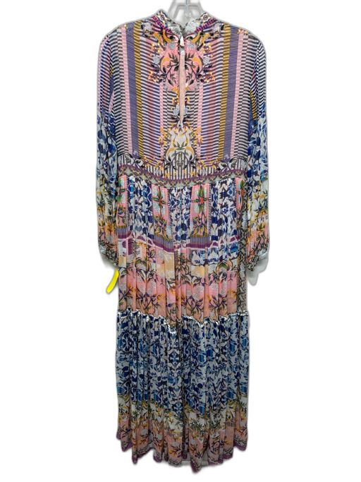 Bhanuni by Jyoti Size S / 6 Blue, Pink & Multi Viscose & Cotton Floral Dress Blue, Pink & Multi / S / 6