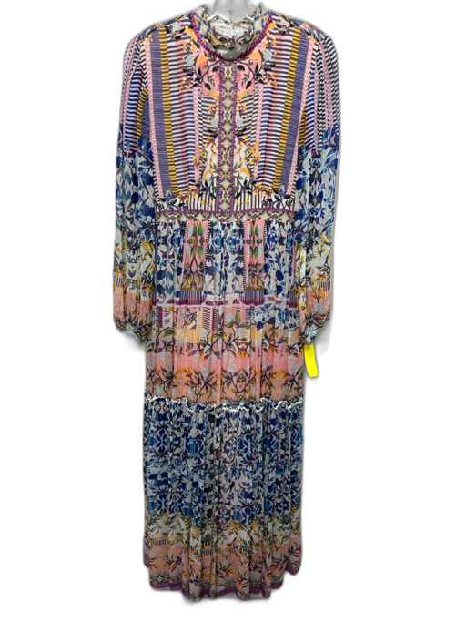 Bhanuni by Jyoti Size S / 6 Blue, Pink & Multi Viscose & Cotton Floral Dress Blue, Pink & Multi / S / 6