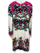 La Double J Size M Cream, White & Multi Viscose Long Sleeve Back Zip Midi Dress Cream, White & Multi / M