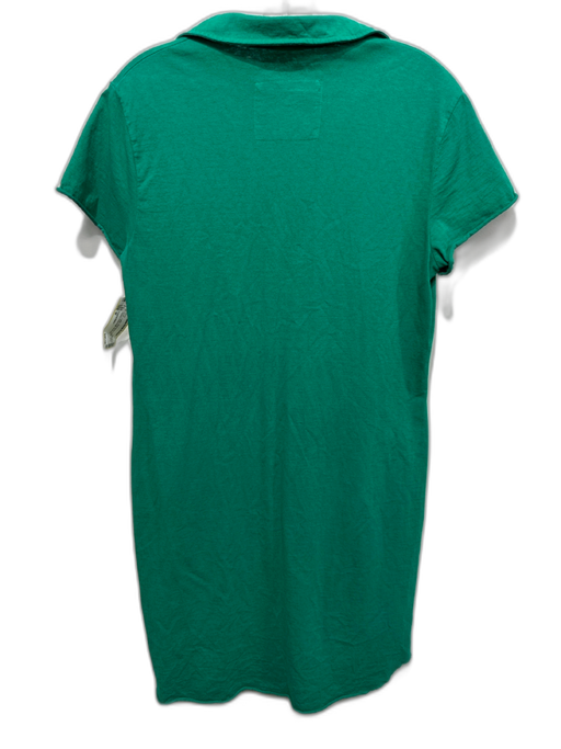 Frank & Eileen Size M Green Cotton Short Sleeve Collar One Pocket Dress Green / M