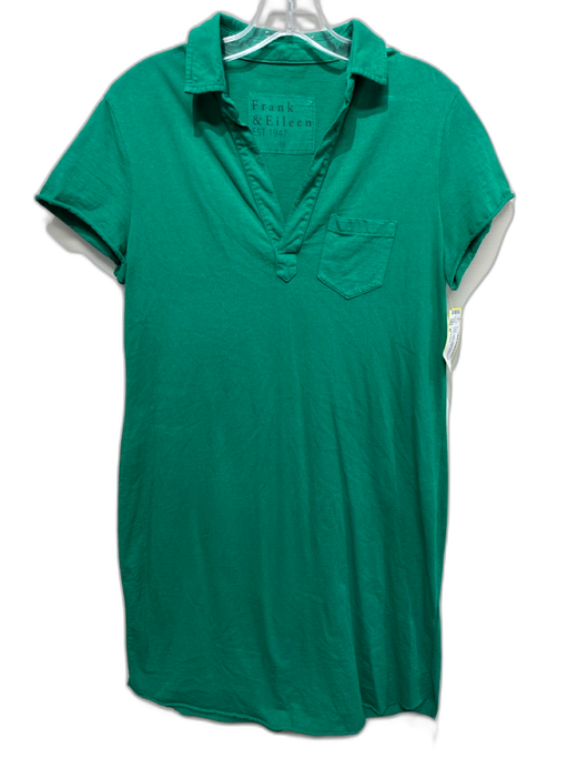 Frank & Eileen Size M Green Cotton Short Sleeve Collar One Pocket Dress Green / M
