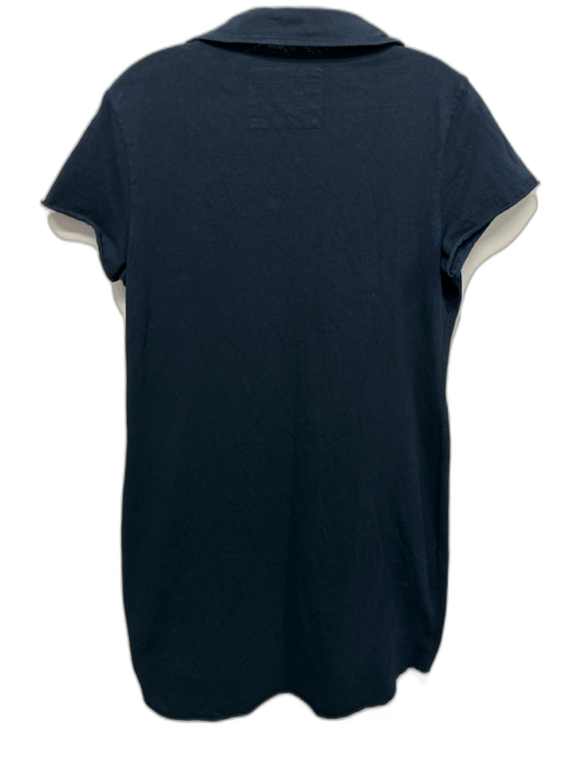 Frank & Eileen Size M Navy Blue Cotton Short Sleeve Collar One Pocket Dress Navy Blue / M
