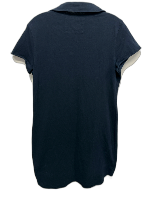 Frank & Eileen Size M Navy Blue Cotton Short Sleeve Collar One Pocket Dress Navy Blue / M