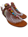 Gucci Shoe Size 39 Orange Brown & Multi Leather Thong Stone Embellished Sandals Orange Brown & Multi / 39