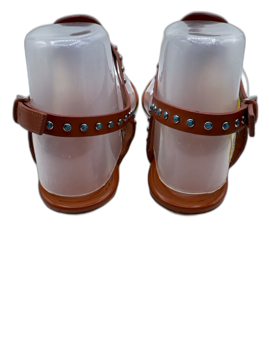 Gucci Shoe Size 39 Orange Brown & Multi Leather Thong Stone Embellished Sandals Orange Brown & Multi / 39
