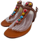 Gucci Shoe Size 39 Orange Brown & Multi Leather Thong Stone Embellished Sandals Orange Brown & Multi / 39