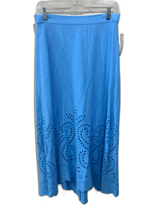 Zara Size M Sky Blue No Fabric Tag Eyelet Lace Scallop Hem Back Zip Maxi Skirt Sky Blue / M