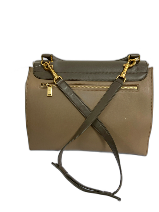 Celine Taupe Brown Leather Canvas Flap Closure Single Handle Dustbag Inc. Bag Taupe Brown / S/M