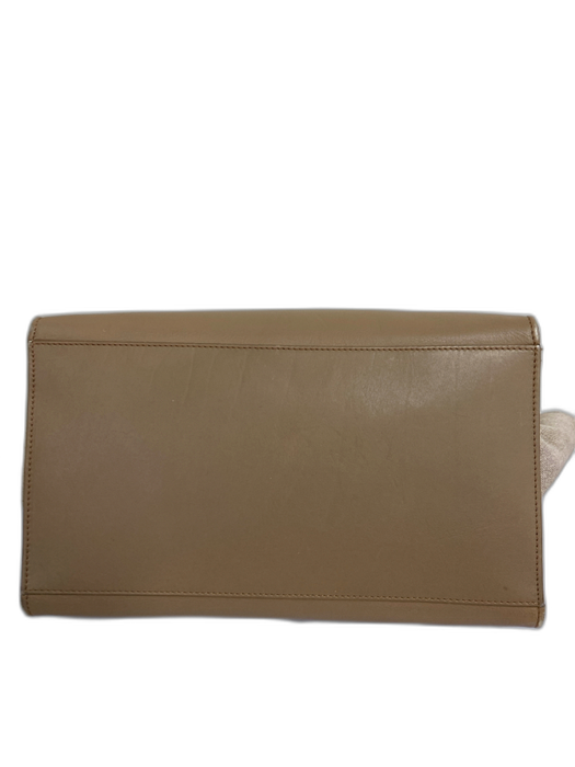 Celine Taupe Brown Leather Canvas Flap Closure Single Handle Dustbag Inc. Bag Taupe Brown / S/M