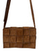 J. McLaughlin Tan Brown Suede Basket Weave Magnetic Close Crossbody Strap Bag Tan Brown / Small