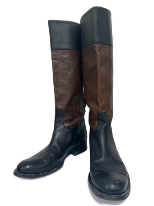 Ralph Lauren Shoe Size 9.5 Brown & Black Leather Low Block Heel Riding Boots Brown & Black / 9.5