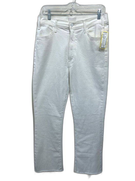 Mother Size 32 White Cotton Zip Fly Frayed Hem Jeans White / 32