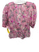 The Kooples Size 2 Pink & Multi Viscose V Neck 1/2 Sleeve Metallic Detail Top Pink & Multi / 2