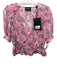 The Kooples Size 2 Pink & Multi Viscose V Neck 1/2 Sleeve Metallic Detail Top Pink & Multi / 2