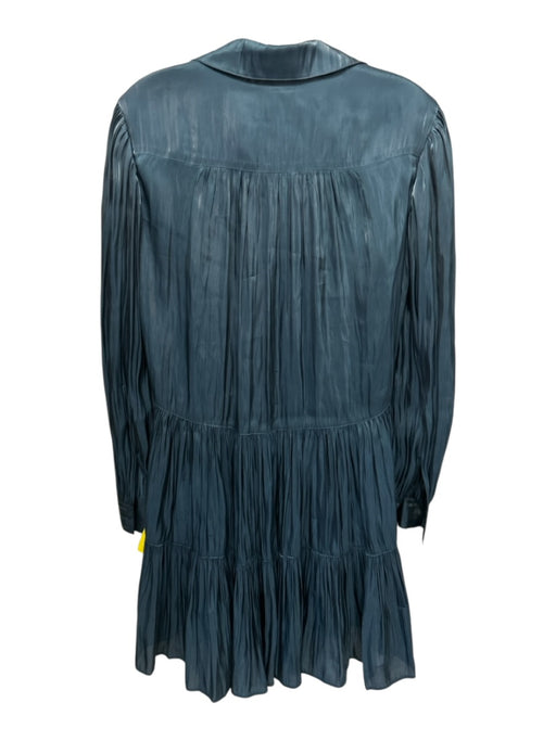 Cinq a Sept Size 2 Dark Teal Polyester Button Front Long Sleeve Slip Inc Dress Dark Teal / 2