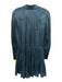 Cinq a Sept Size 2 Dark Teal Polyester Button Front Long Sleeve Slip Inc Dress Dark Teal / 2
