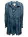 Cinq a Sept Size 2 Dark Teal Polyester Button Front Long Sleeve Slip Inc Dress Dark Teal / 2
