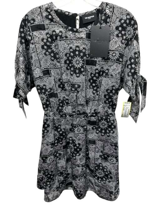 The Kooples Size Est XS Black & White Polyester Paisley 1/2 Sleeve Dress Black & White / Est XS