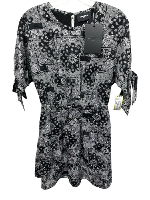 The Kooples Size Est XS Black & White Polyester Paisley 1/2 Sleeve Dress Black & White / Est XS