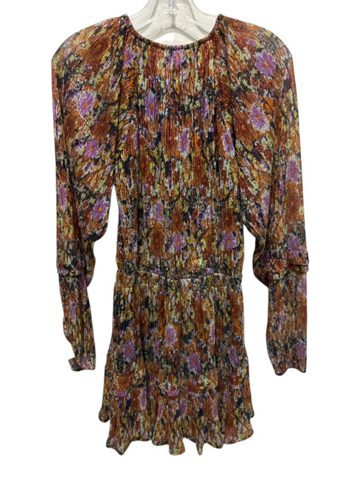Ramy Brook Size XS Orange & Multi Poly Blend Tie Front Metallic Thread Dress Orange & Multi / XS