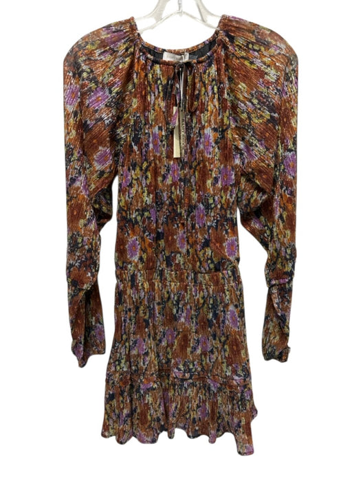 Ramy Brook Size XS Orange & Multi Poly Blend Tie Front Metallic Thread Dress Orange & Multi / XS