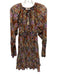 Ramy Brook Size XS Orange & Multi Poly Blend Tie Front Metallic Thread Dress Orange & Multi / XS