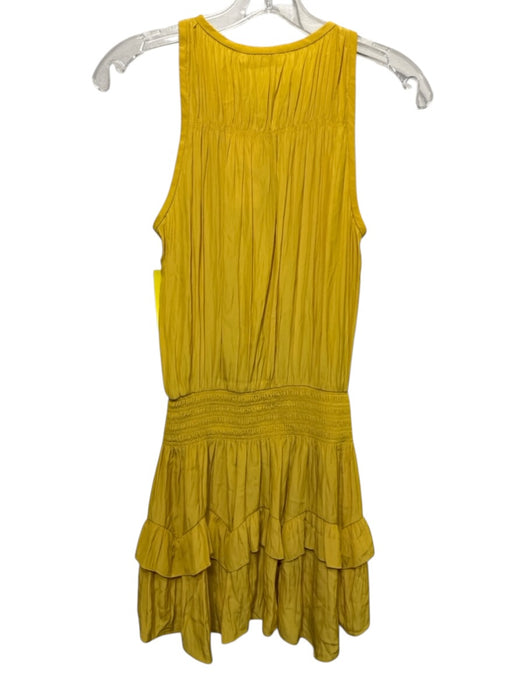 Ramy Brook Size XS Yellow Polyester Sleeveless 1/4 Button Elastic Waist Dress Yellow / XS