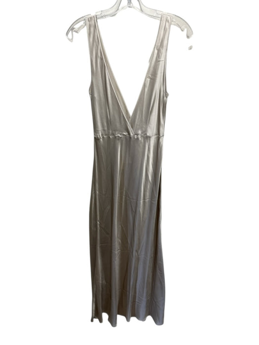 Enza Costa Size 0 Beige Silk V Neck Sleeveless Satin Maxi Dress Beige / 0