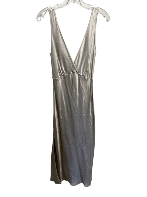 Enza Costa Size 0 Beige Silk V Neck Sleeveless Satin Maxi Dress Beige / 0