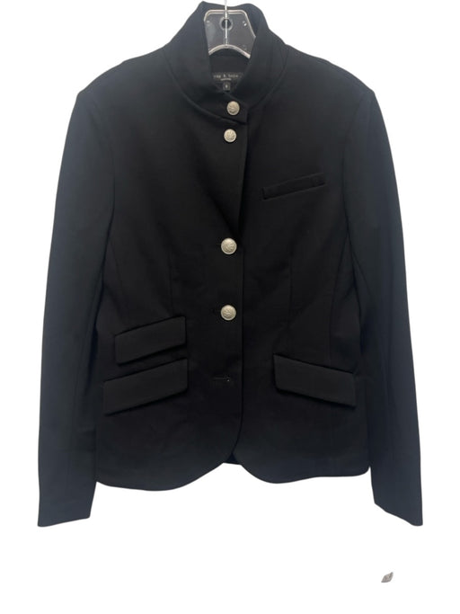 Rag & Bone Size 6 Black Viscose & Nylon Silvertone hardware Blazer Jacket Black / 6