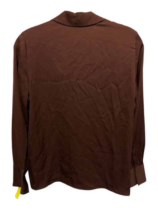 Vince Size XS Brown Silk Blend V Neck Sheer Long Sleeve Top Brown / XS