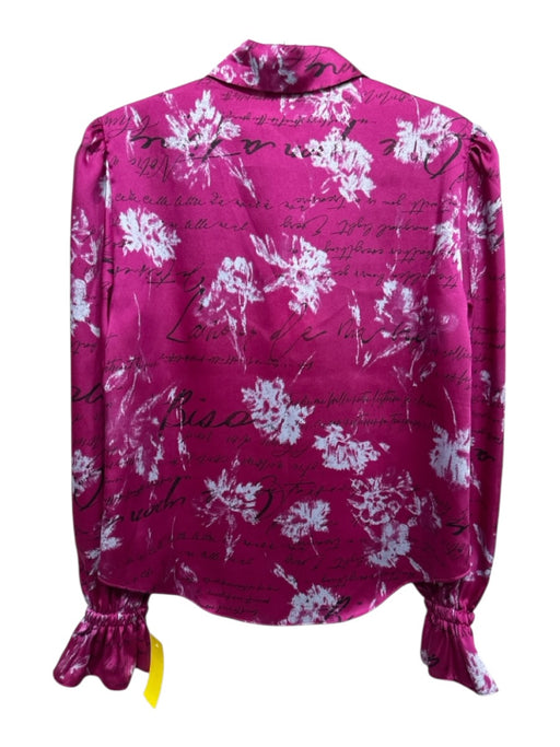 Cinq a Sept Size XS Pink & Multi Polyester Button Front Long Sleeve Collared Top Pink & Multi / XS