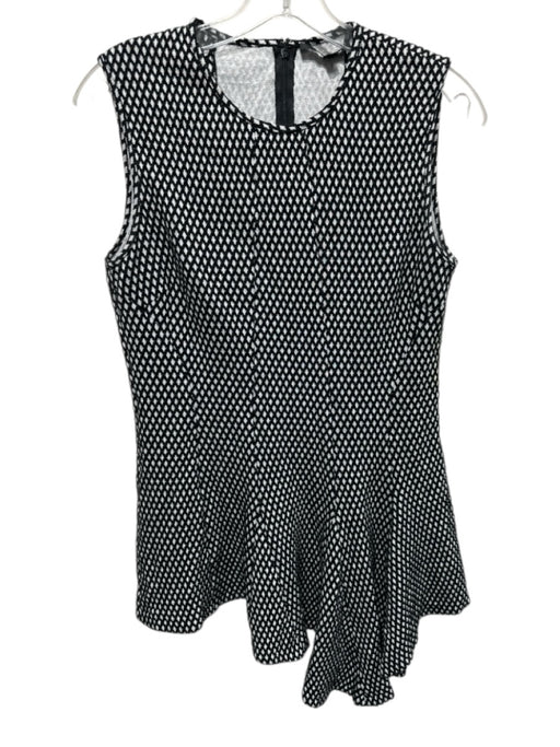 Derek Lam Size 4 Black & White Cotton Blend Sleeveless Zip & Hook Closure Dress Black & White / 4
