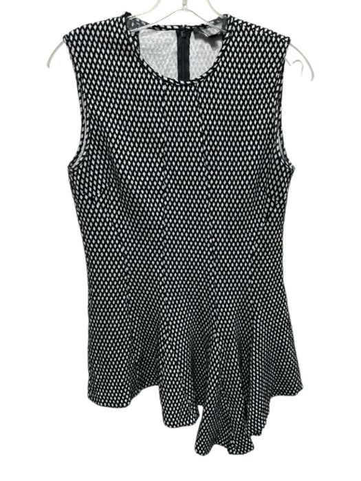 Derek Lam Size 4 Black & White Cotton Blend Sleeveless Zip & Hook Closure Dress Black & White / 4