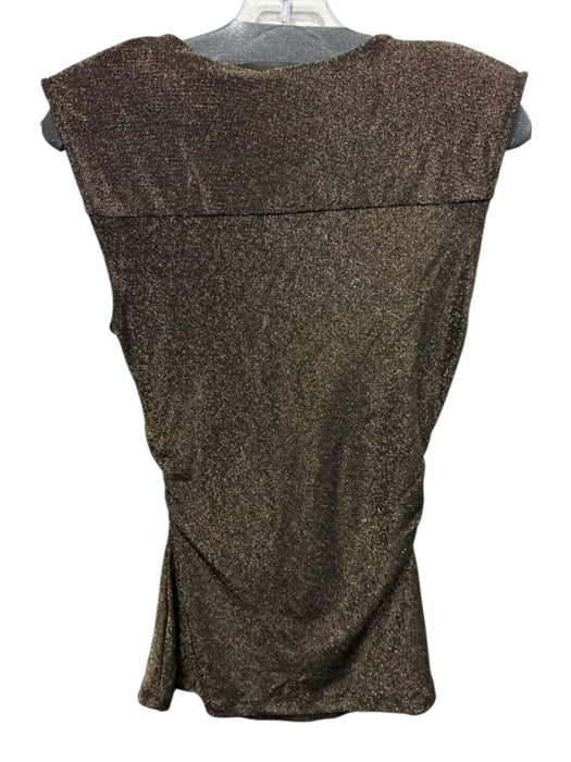 Ramy Brook Size XS Gold Poly Blend Metallic Thread Ruched Padded Shoulders Top Gold / XS