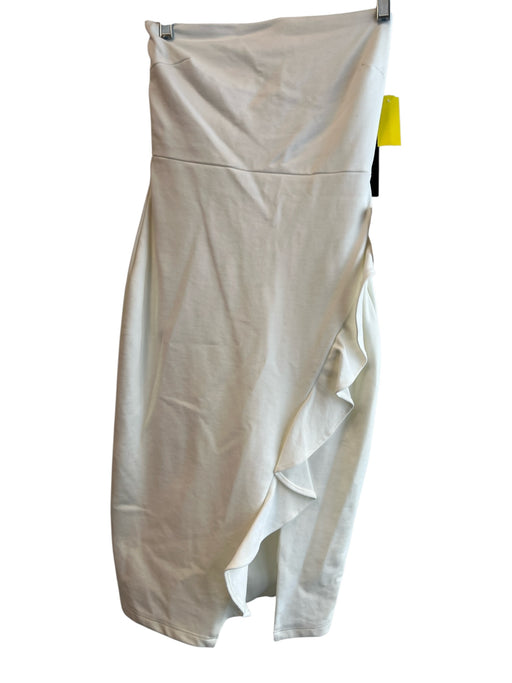 Lulus Size S White Rayon Strapless Side Slit Back Zip Above Knee Dress White / S