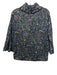 Tish Cox Size XS navy blue & multi floral print Ruffle Collar 3/4 Sleeve Top navy blue & multi / XS