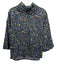 Tish Cox Size XS navy blue & multi floral print Ruffle Collar 3/4 Sleeve Top navy blue & multi / XS