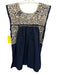 Mi Golondrina Size S Navy Blue & Beige Cotton Embroidered Sleeveless Tunic Top Navy Blue & Beige / S