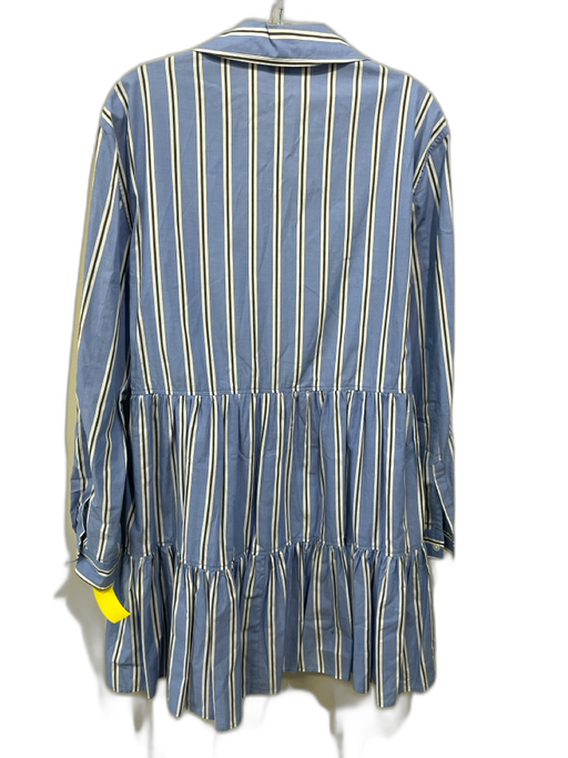 Veronica Beard Jeans Size 10 Blue Cotton Striped Long Sleeve Button Front Dress Blue / 10