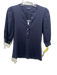 Veronica Beard Size M / 10 Navy Cotton Blend V Neck Button Front Ribbed Top Navy / M / 10