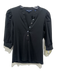 Veronica Beard Size M Black Cotton Blend V Neck Button Front Ribbed Top Black / M