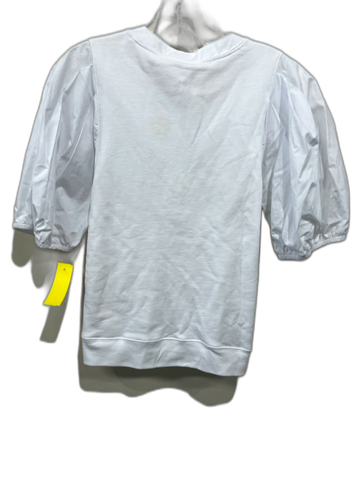 Marie Oliver Size S White Prima Cotton V Neck 1/4 Button Mixed Fabric Top White / S