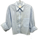 TWP Size M/L Blue Cotton Button Front Cropped Long Cuff Sleeve Patch Pocket Top Blue / M/L