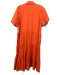 Brochu Walker Size Est M Orange Poly Blend Button Front Puff Short Sleeve Dress Orange / Est M